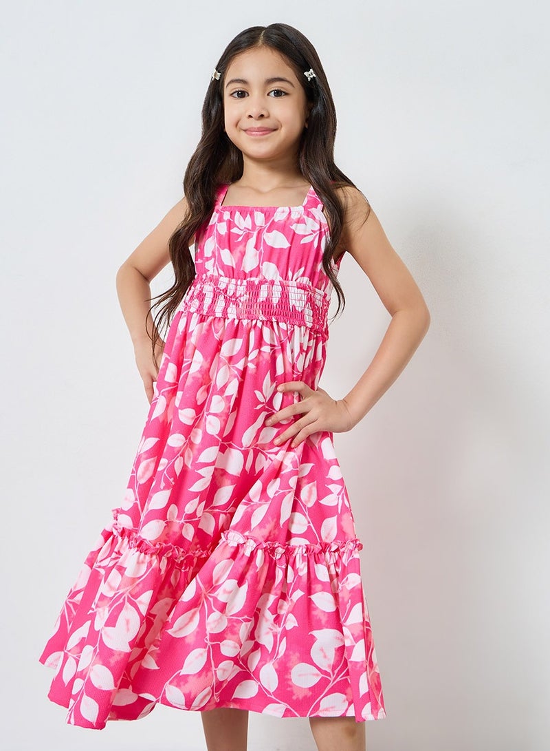 Styli Girls Pink Floral A-Line Dress - Image 1